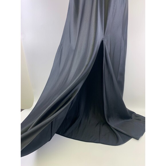 Victorias Secret Long Black Lace Satin Gown High Slit V-Neck Adjustable Medium - Picture 4 of 11